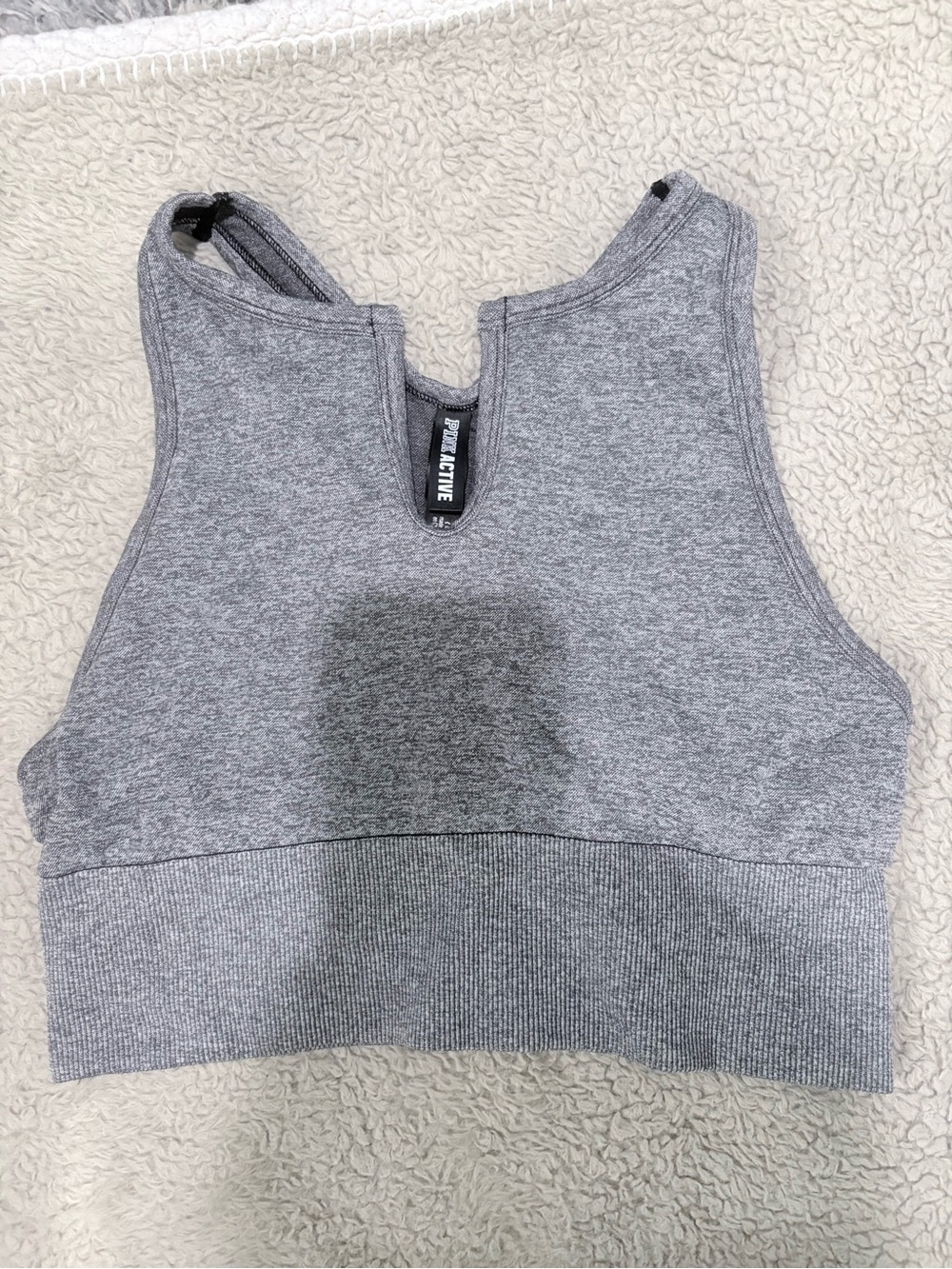 PINK Victoria's Secret Gray Seamless High-Neck Sports Bra